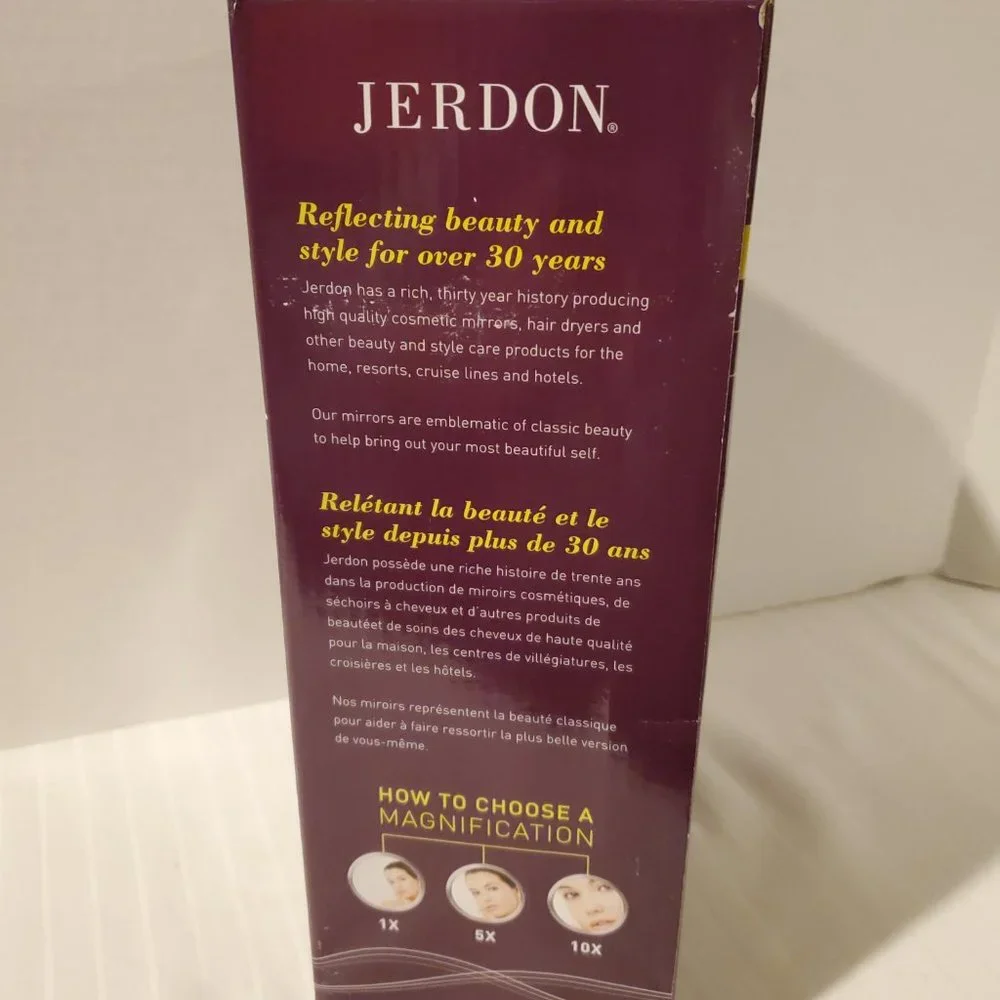 Jerdon 6 Inch Tabletop Swivel Vanity Mirror 10x Magnification-Brushed Nickel-New